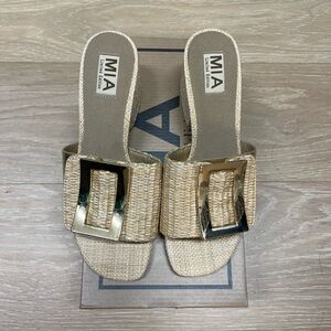 MIA Gold Woven Mules with Buckle